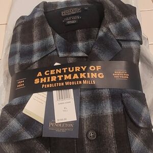 Pendleton Men's Black and Blue Checkered Shirt